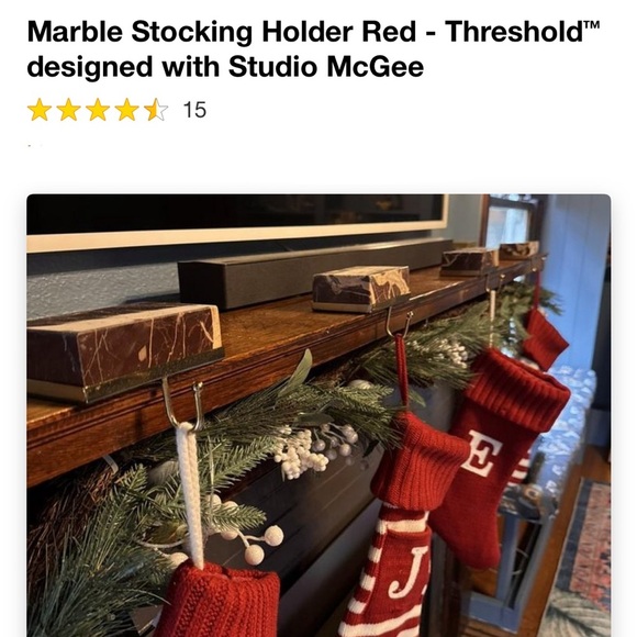Marble Stocking Holder Red - Threshold™ designed with Studio McGee - Picture 4 of 5